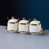 Potes e Caixas de Cerâmica para Temperos Nordic Light Luxury Selecionados Cuidadosamente, Recipientes de Temperos Domésticos, Potes de Sal, Conjunto de Utensílios de Cozinha