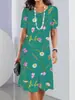 Comercio Exterior Transfronterizo Explosiones Elegante Vestido de Verano para Mujer con Estampado Digital 3D de Flores de Colores de Manga Corta