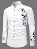 Camisa masculina listrada com estampa digital, casual, de manga longa, para uso transfronteiriço.