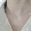 Collar de Plata de Ley S925 Estilo Coreano para Mujer Colgante Cuadrado Pequeño Geométrico de Zircón Natural Imitación Turmalina Azul Verde Paraíba para Mujeres