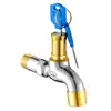 Grifo de Latón con Cerradura, Resistente a la Escarcha para Exteriores, Lavabo para Fregona de 1/2 Pulgada para Exteriores, Grifo para Lavadora con Llave Antirrobo Extendido