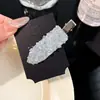 Grampo de Cabelo Elegante com Pérolas para Mulheres, Presilha de Metal com Laço Preto, Presilha Lateral de Alto Padrão, Presilha para Franja, Simples Presilha Bico de Pato