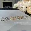 Fanjia Versión Alta Oro Rosa Pétalos Llenos de Diamantes Trébol Collar Pendiente de Flor de Trébol de un Solo Diamante Cadena para Clavícula