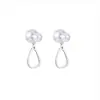 Moda Europea y Americana Minimalista Personalidad Estilo Ins Pendientes Huecos de Perla Diseño de Nicho Transfronterizo Pendientes de Acero Inoxidable de Dragón para Mujer