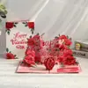 Nueva Tarjeta de Felicitación Pop-Up para el Día de San Valentín Rosa Romántica Amor 3D Estéreo Tarjeta de Aniversario Plegable Tarjeta Transfronteriza