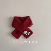 Cachecol de Lã Vermelho Infantil para Ano Novo e Natal, Aquecedor de Pescoço Cruzado à Prova de Vento Quente para Outono e Inverno, Desenho Animado Fofo para Meninos e Meninas