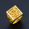 Anillo Grueso Dorado Audaz para Hombre al por Mayor, Anillo de Dragón, Anillo Cuadrado Abierto, Anillo para Hombre de Latón Dorado
