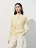 Tejido de punto de seda personalizado para primavera y verano para mujer, Top de seda de morera adelgazante y amigable con la piel, Cárdigan de punto de cuello redondo para mujer