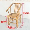 Cadeira de Bambu Antiga com Encosto, Banqueta Pequena de Bambu para Dançar, Mesa de Bambu e Rattan Trançada à Mão, Conjunto de Mesa e Cadeiras de Bambu para Exterior para Uso Comercial