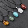 Colgante pequeño ovalado de jade y ágata de cristal natural semiprecioso, colores aleatorios, accesorios para collar, producto nuevo transfronterizo.