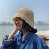 Nicho de estilo japonés encaje hecho a mano sombrero de paja femenino verano versátil que hace que la cara se vea pequeña sombrero de pescador protección solar sombrero de cubo sombrero de palangana