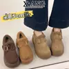 Sapatos Birkenstock de sola grossa, tudo-em-um, para comércio exterior transfronteiriço, para mulheres, forrados com fleece, espessados, botas de neve quentes, sapatos de algodão slip-on, sapatos peludos