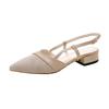 Sapatos de salto alto de couro pontudo, plissados, elegantes e gentis, estilo coreano, novo estilo de verão 2022, sandálias vazias de microfibra para mulheres
