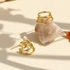 E0023 Pendientes de aro geométricos de oro liso estilo europeo y americano, con múltiples aros, con personalidad para mujer, a la moda, con forma de círculo, chapados en cobre, joyería de oro auténtico