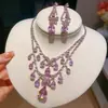 ¡Lujo europeo y americano! Collar de flor de circón de colores con gota de agua, cadena para clavícula de estilo court vintage, joyería de lujo ligero de alta gama