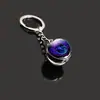 Chaveiro de Doze Constelações 20mm Mais Vendido Pedra do Tempo Bola de Vidro Dupla Face Chaveiro de Metal Pingente Pingente
