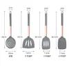 Manija Chapada en Cobre de Silicona Transfronteriza Utensilios de Cocina Resistentes a Altas Temperaturas Pala para Saltear Cuchara para Sopa Valla de Olla Doméstica Anti-rayaduras Pala para Fugas Venta al por Mayor