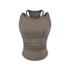 Camisola Deportiva Estilo Europeo y Americano con Copas, Nuevo Top Corto de Verano Ajustado con Cintura Fruncida para un Look Atrevido