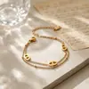 Pulsera de Acero de Titanio Doble Capa Apilable con Forma de Nariz de Cerdo de Lujo Ligero Europeo y Americano para Mujer Exquisita Simple de Gama Alta Versátil Nicho Que No Se Desvanece