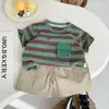 Liquidación de tallas rotas Conjunto de Verano de Manga Corta para Bebé Ropa de Verano Elegante y de Moda para Niños Conjunto Versátil de Dos Piezas Unisex