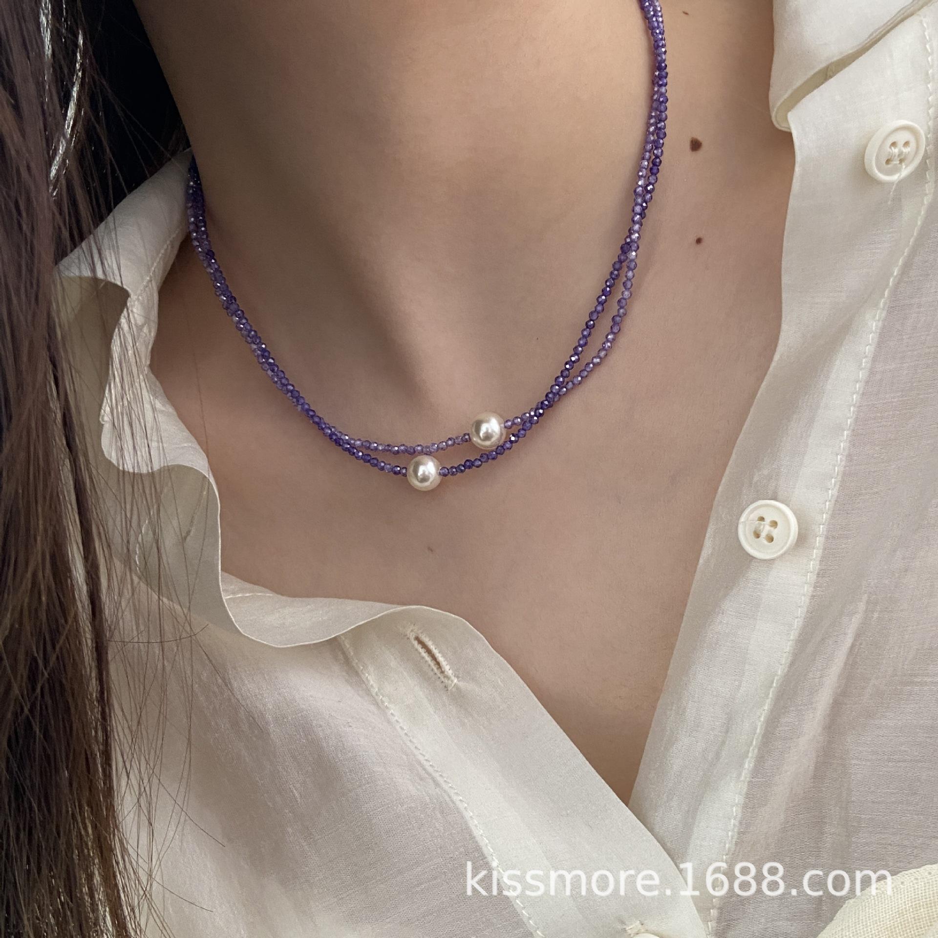 紫色锆石施家珍珠项链(韩版)2.jpg