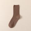 Selección Cuidadosa de 2 Pares de Calcetines Nuevos de Punto Doble para Mujer, Rayas Gruesas Color Café para Primavera/Verano, Calcetines de Media Pantorrilla Estilo Japonés, Calcetines para Estudiantes, Calcetines de Color Sólido