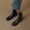 Parece que estou andando nas nuvens! Eu amo estes cada vez mais a cada uso! 25 Botas de tornozelo elásticas quadradas de salto grosso retrô para Outono/Inverno, botas de salto alto afinadoras, botas de cano curto