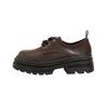 Weiwei Girl 1388-1 Mocassins de cabeça redonda femininos com sola grossa estilo britânico sapatos pequenos de couro com cadarço sapatos de salto grosso