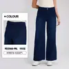 Nuevos Jeans de Tiro Alto de Pierna Ancha Acampanados para Mujer, Estilo Ajustado de Alta Elasticidad con Bolsillos, Pantalones Casuales para Fitness