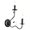 Lámpara de pared de vela retro, lámpara de pared candelabro de hierro forjado estilo campo americano, lámpara de mesita de noche estilo europeo para dormitorio, iluminación de pasillo o recibidor, adecuada para crear un ambiente acogedor en una casa de huéspedes