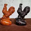 Adornos de Gallo de Ébano Tallado para la Sala de Estar, Artesanías de Buena Suerte, Madera Maciza Tallada Doce Zodiaco Chino Pollo Regalos de Madera