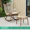 Mecedora Reclinable Adulto Ocio Perezoso Ocio Balcón Sillón Sofá Sala de Estar Hogar Silla de Mimbre Exterior Popular en Internet Mecedora