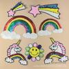 Logo bordado miçangas bordadas cavalo arco-íris girassol tecido logo acessórios de vestuário acessórios de bolsa patch adesivos de tecido bordado