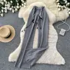 Pantalones anchos de cintura alta estilo perezoso para mujer con cintura elástica y cordón, diseño de pierna recta, adelgazantes y fluidos, pantalones largos casuales para otoño 2026