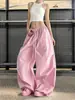 Pantalones cargo de cordón estilo retro americano de jazz para mujer 2026, ligeros, holgados, talla grande, adelgazantes, de secado rápido