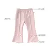 Pantalones de Campana para Bebé Ins2026 para Niñas, Pantalones Casuales de Modal Clase A, Ropa Exterior Estilo Europeo y Americano con Leggings de Moño