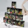 Marcador de livro de resina estilo floresta com flores reais e secas, presente criativo temático de floresta que brilha no escuro, ornamento de artesanato em resina