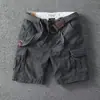 Shorts de Trabajo Color Verde Militar Japonés de Verano para Hombre Pantalones de Cinco Puntos Tendencia Yu Wenle Sueltos Rectos Casuales Ropa Exterior Pantalones de Longitud Media