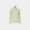 Camada base de gola alta em fleece para outono e inverno para mulheres, peso pesado, retém o calor, secagem rápida, levemente elástica, camiseta de manga longa solta, CY074