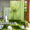Cortina de Telón de Fondo Verde con Atmósfera de Primavera Estilo Chino Caligrafía Gasa Decoración de Apertura de Jardín de Infancia Configuración de Escena