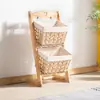 Estantería de Almacenamiento Multicapa de Madera Maciza Artículos Varios Sala de Estar Juguetes Bocadillos Cesta de Almacenamiento Estantería de Pie Estantería de Almacenamiento para Dormitorio Uso Doméstico