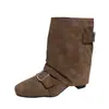 Botas de tacón alto estilo europeo y americano, con hebilla de gamuza, punta fina y corte bootcut, nuevas botas de jinete de moda Otoño/Invierno 2026