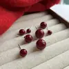 Pendientes de botón de plata de ley S925 Tiqi, exquisitos, elegantes, de cinabrio, para mujer, retro, de alta calidad, arena dorada púrpura, joyería para orejas de Año Nuevo, otoño e invierno