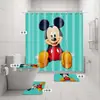 Venta caliente transfronteriza directo de fábrica Mickey estampado digital poliéster impermeable a prueba de moho cortina de ducha cortina de baño de cuatro piezas