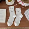 Calcetines Blanco Leche para Mujer, Calcetines de Malla Finos Transpirables para Verano de Media Pantorrilla, Estilo Japonés Animales de Dibujos Animados Puño Lindo Sin Elástico Caídos