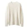 Suéter Tricô Cabo Cor Sólida Outono e Inverno Novo Tricotado Manga Longa Pulôver Camada Base Feminino Gola Redonda Espessado Caxemira