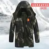 Chaqueta de algodón de invierno para hombre, abrigo de algodón para protección laboral, forro polar, engrosado, impermeable, multibolsillos, cortavientos, longitud media, a prueba de frío, cuello alto