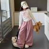 Conjunto de Primavera y Otoño para Niñas 2025 Estilo Coreano Moderno Top con Lazo y Pantalón Estampado para Niños Mayores