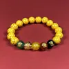 Pulsera de Cristal Translúcido de Cinabrio Crudo Arena Cinco Vías Dios de la Riqueza Color Mixto Rojo y Amarillo Oro Real para el Año de Nacimiento Venta al por Mayor