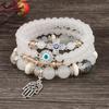 Pulsera Bohemia Cruz Ojo Palma Cristal Multicapa para Mujer Estilo Europeo y Americano Hecha a Mano con Cuentas